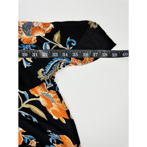 Patrons of Peace Kimono Cardigan Duster Medium Black Floral Boho Lightweight - Picture 10 of 13